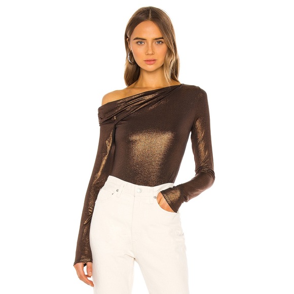 ALIX NYC Tops - ALIX NYC Willett Metallic Bodysuit in Bronze